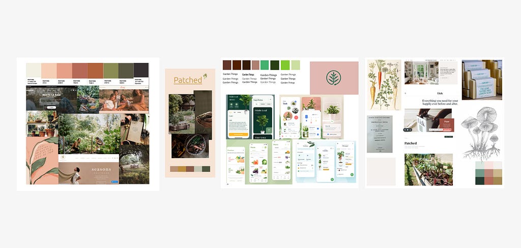 Mood boards created by the Patched team to show the visual direction of the app