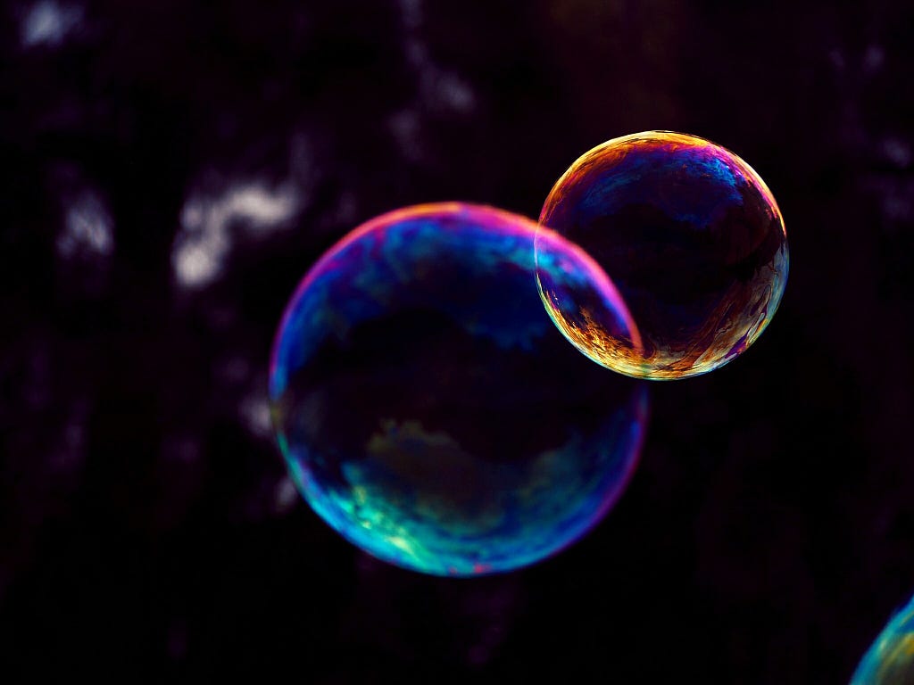 bubbles flying in the darkness