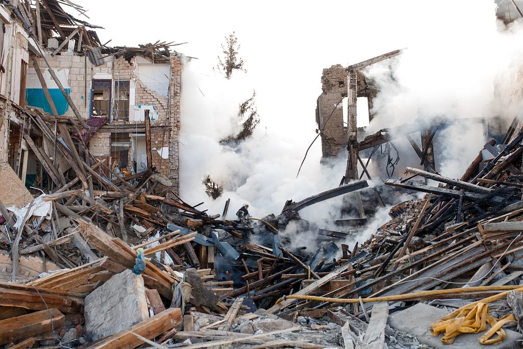 A bombed apartment in Zhitomyr, Ukraine — March 8th 2022. [Pic: 243187523 / Ukraine © Sviatoslav Shevchenko | Dreamstime.com]