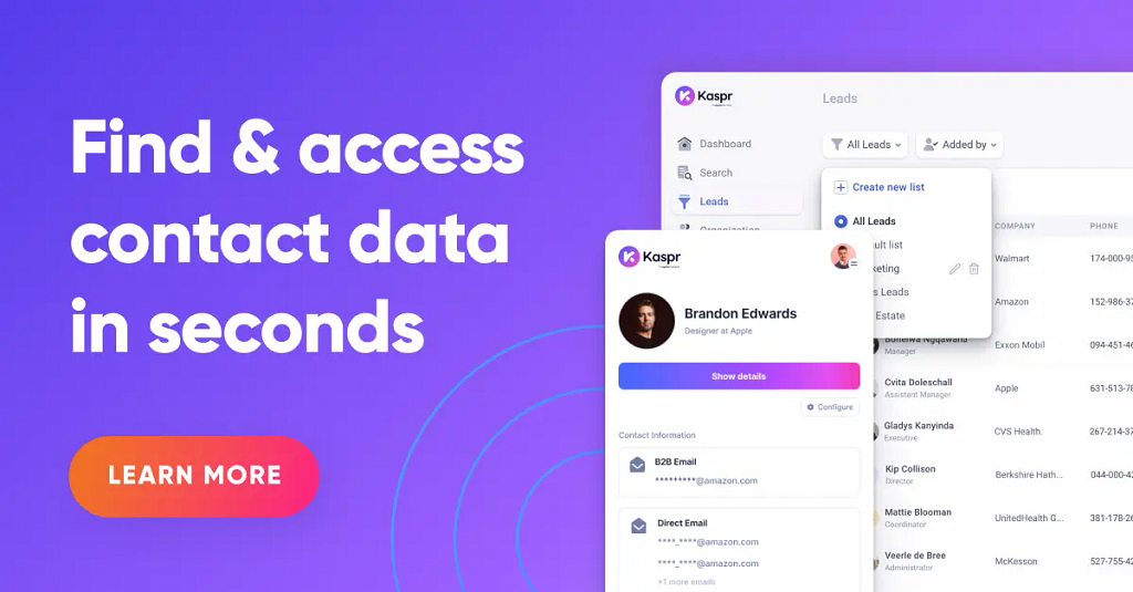 Kaspr: Find & access contact data in seconds.