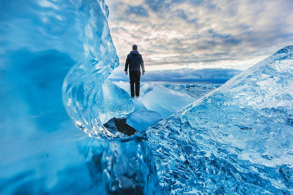 Man standing on ice