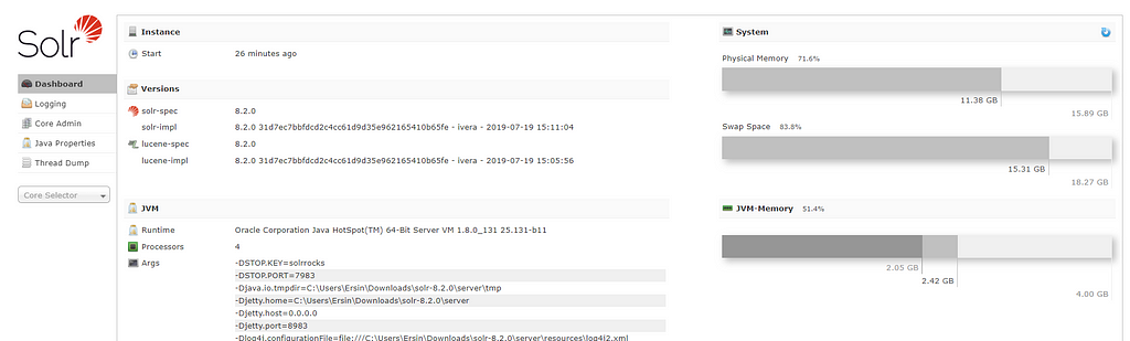 Solr Dashboard