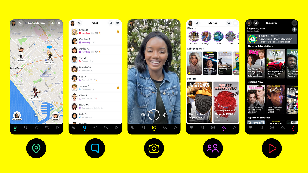 Several Snapchat’s new screens
