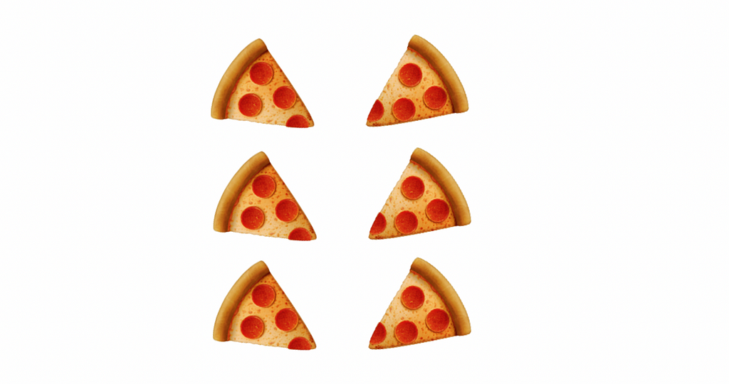 An image of six slices of pizza