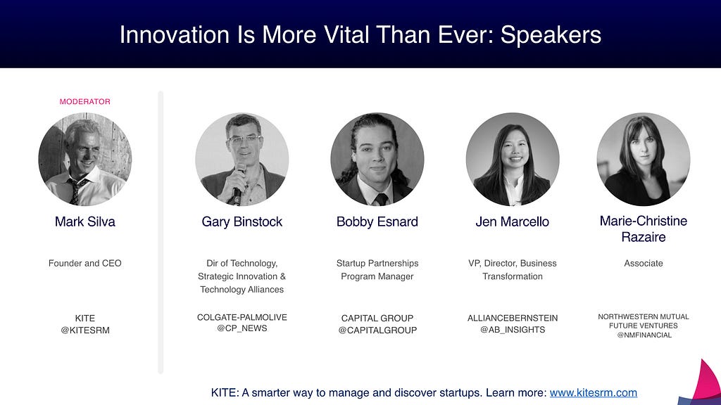 Our first webinar featured speakers from Colgate-Palmolive, Capital Group, AllianceBernstein and Northwestern Mutual Future V