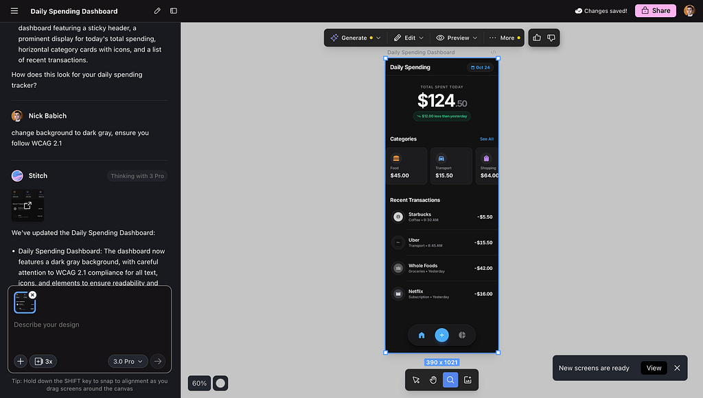 1*Yx__JuT9CYSzipfkdK_G0w Google Stitch for UI Design