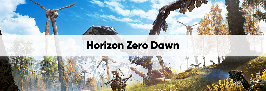 Title image, with Aloy and a robot that reads Horizon Zero Dawn.