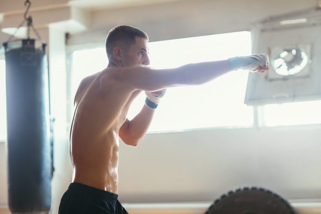 Shadow boxing can help you improve your form. Improve your reactions by sparring an imaginary opponent, reacting accordingly to their moves.