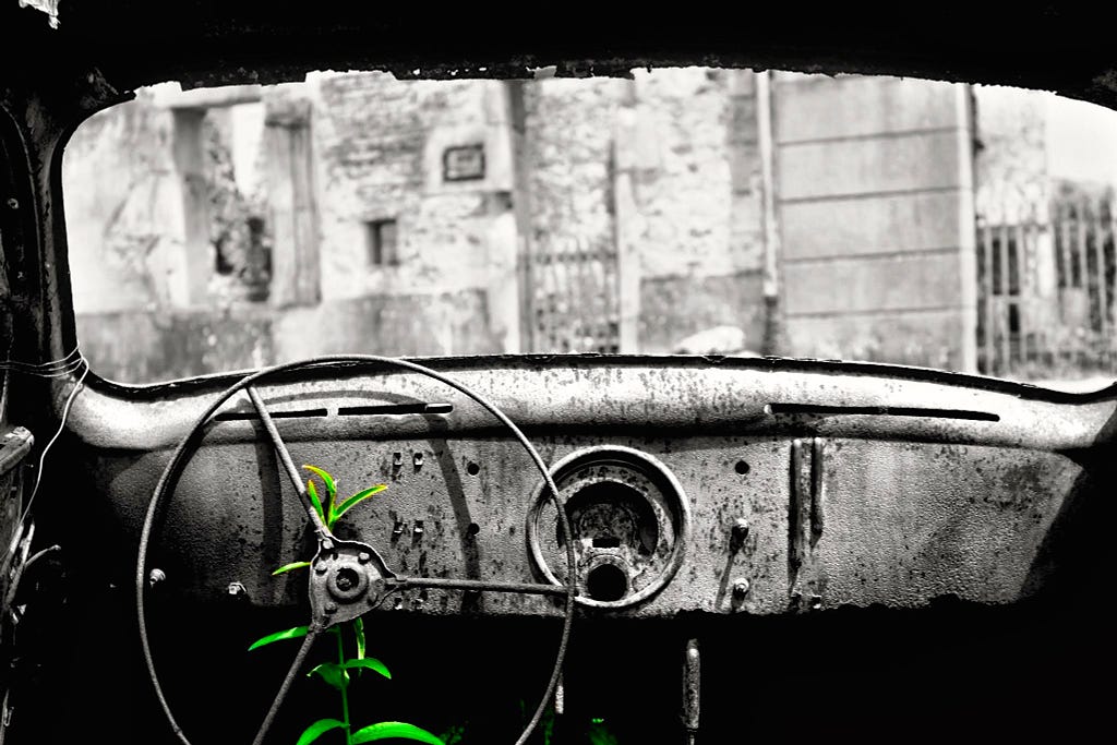 View from Inside One of the Burned-Out Cars at Oradour-sur-Glane-Photo by Guilllaume Henchoz