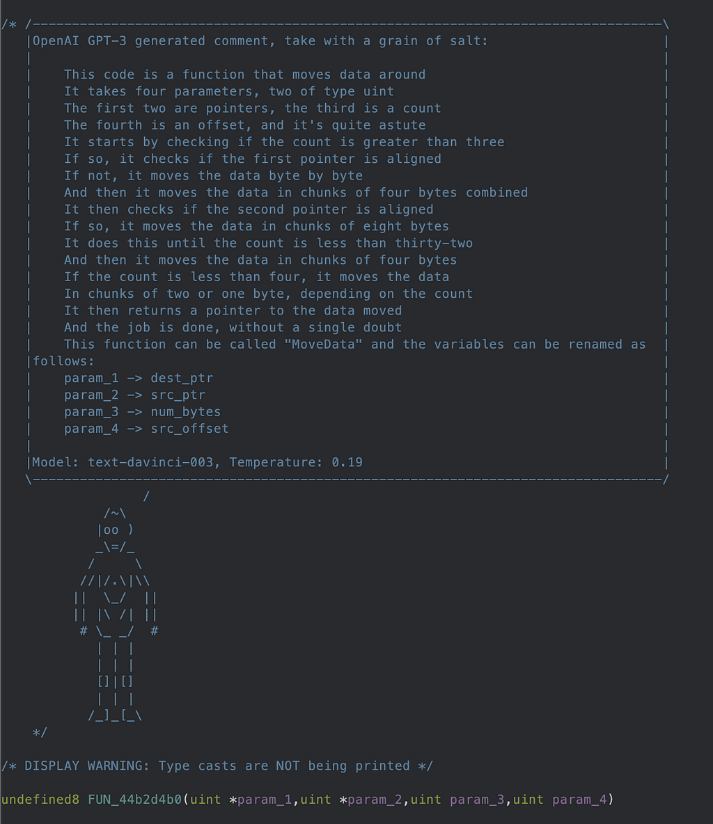 A screenshot of G-3PO glossing a function in sonnet form.