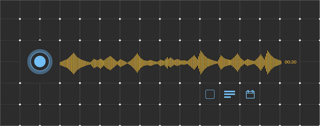 A graphical imitation of a sound wave. With icons showcasing checkbox, text and calendar.