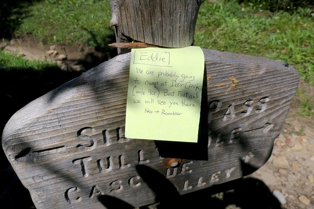 John Muir Trail JMT handwritten note near silver pass