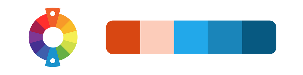 Complementary example: a color palette created from red-orange and sky blue.