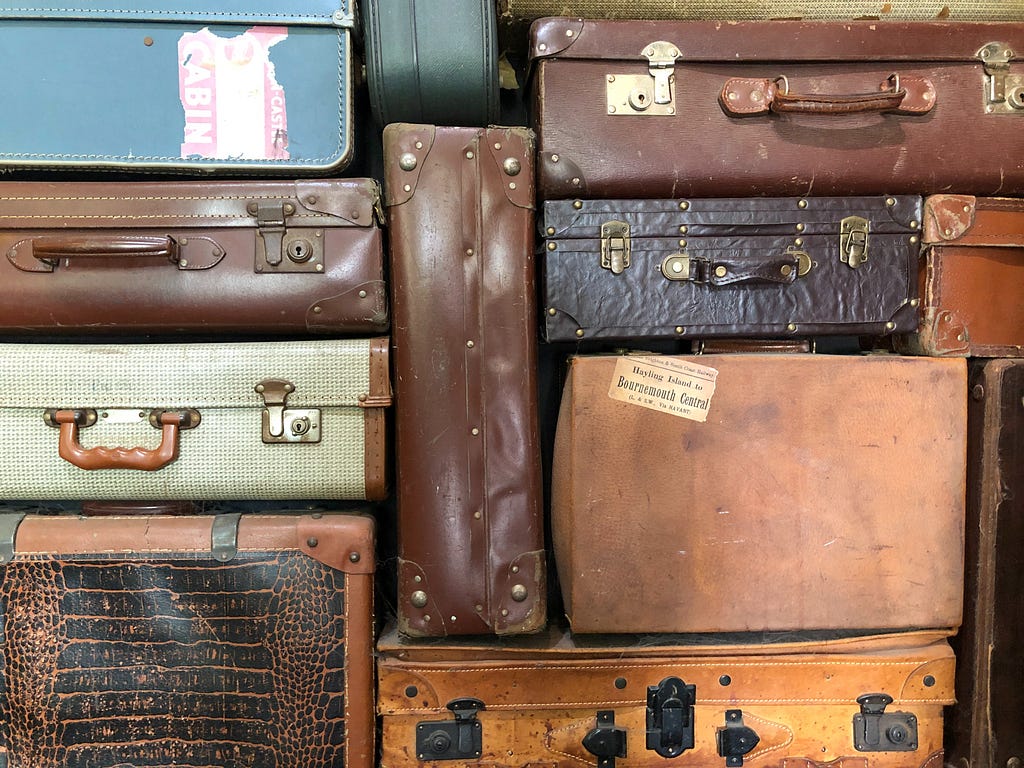 Antique luggages with labels