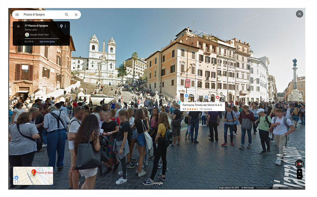 Piazza di Spagna Rome from Google Streetview