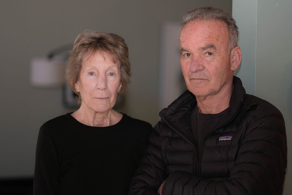 “Tattooed Tears” filmmakers Nick Broomfield and Joan Churchill are photographed in Venice, California in 2025 by David William Reeve