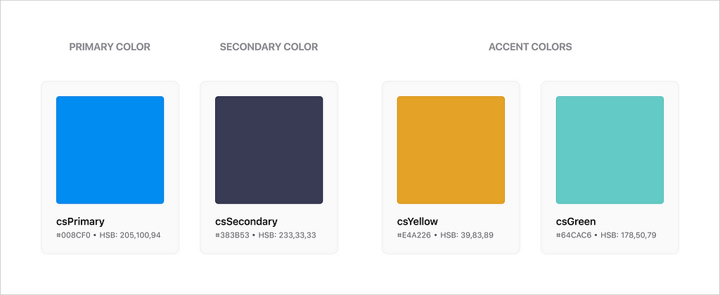 Example of secondary and accent colors that complement the primary color