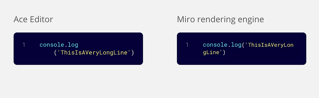 Ace editor versus Miro rendering engine