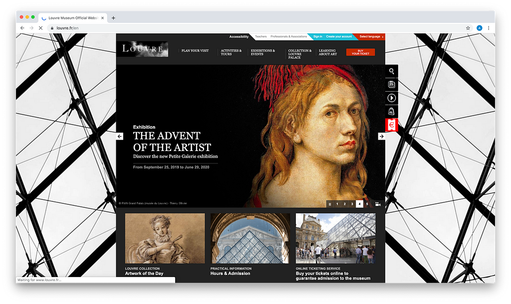 Louvre museum website screenshot