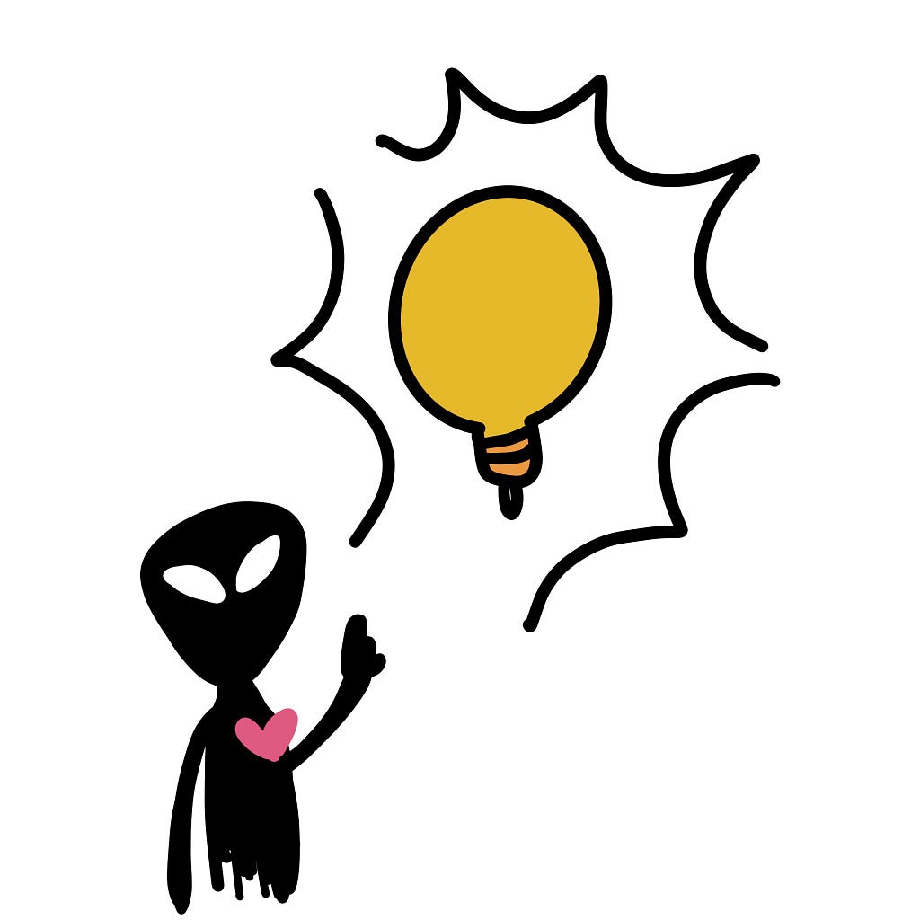 Image of an alien with an idea