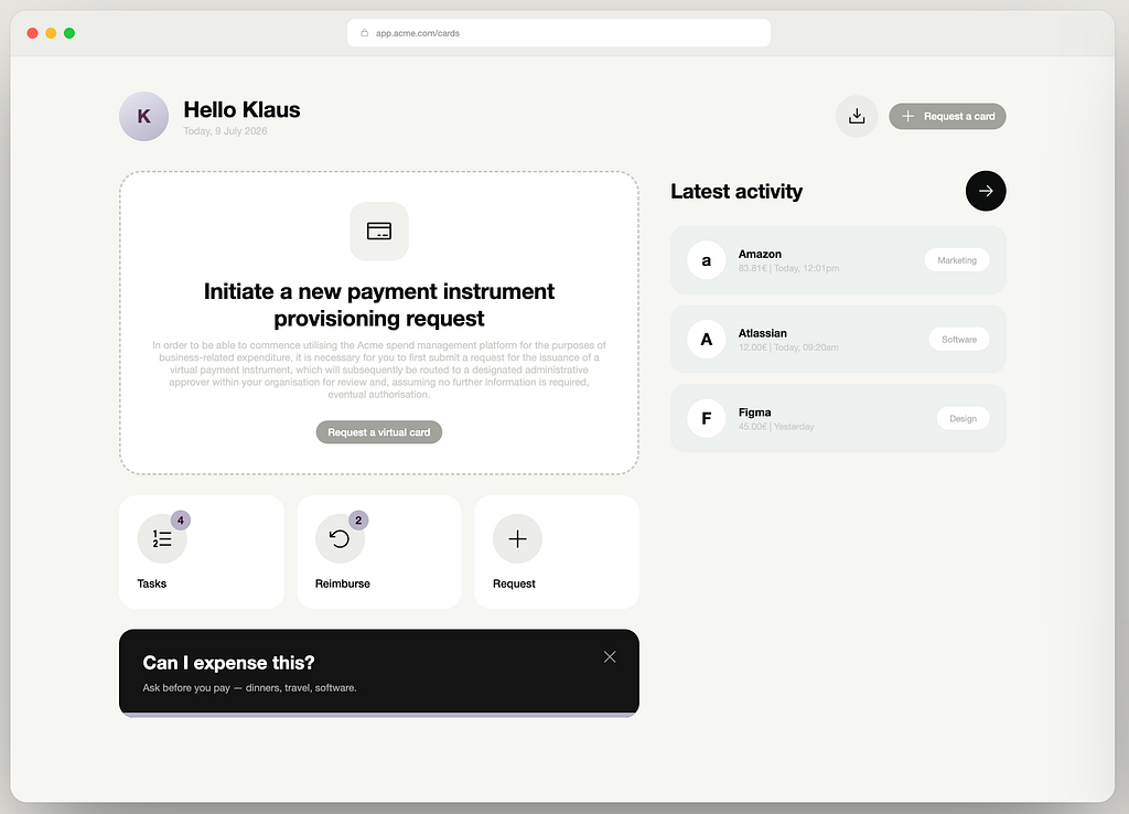 Screenshot of a card picker frame with low accessibility