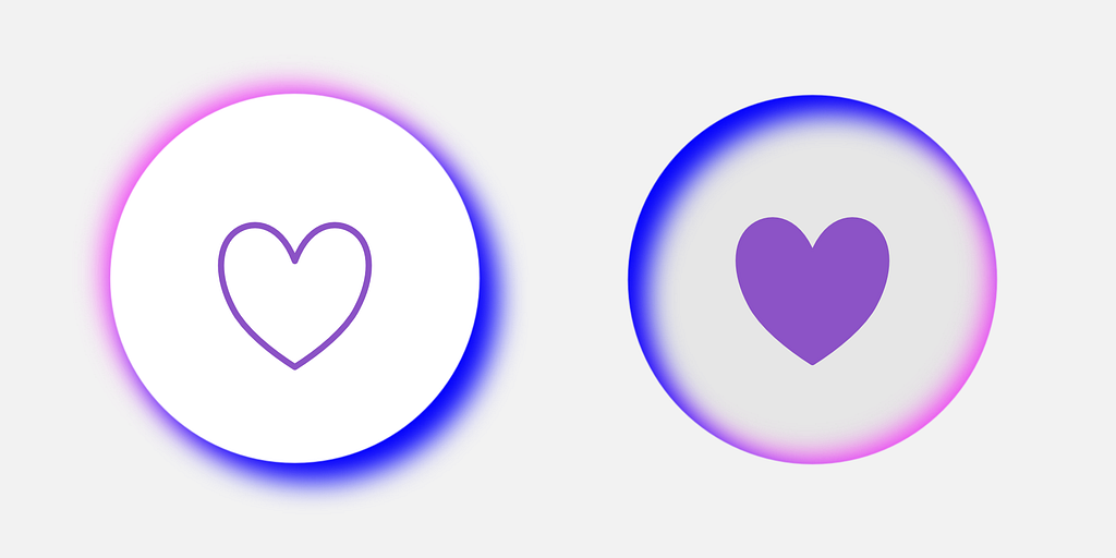 Digital illustration of two circular buttons following the Neumorphism / Soft UI trend, in a light color scheme.