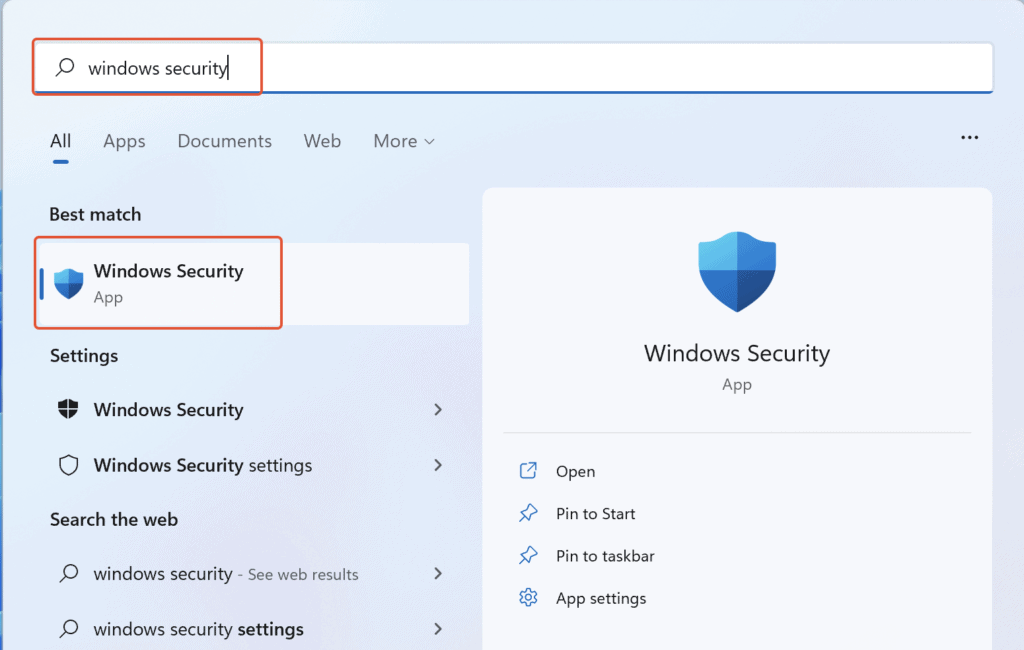 Open Windows Security