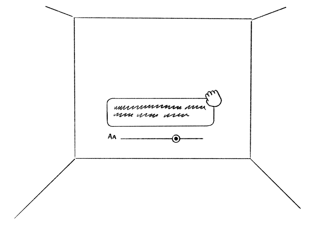 Sketch of a caption that can be customized in text size and location in the 3D space