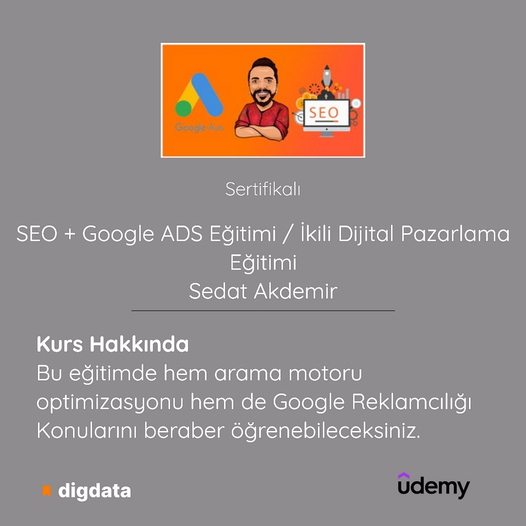 SEO ve Google reklamcılığı alanlarında kendilerini geliştirmek isteyenler için.