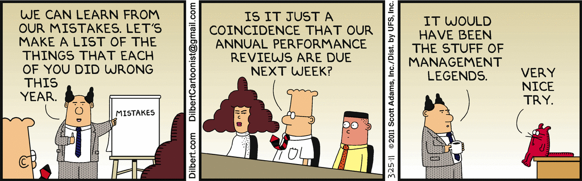 Dilbert Management Learns from Mistakes