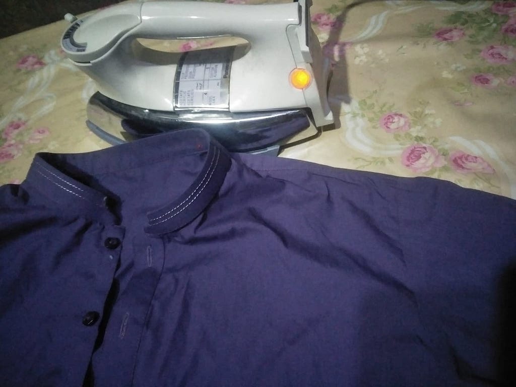 My brother asked me to ironed his clothes i ironed his clothes even i was feeling tired. His happiness makes me feel happy