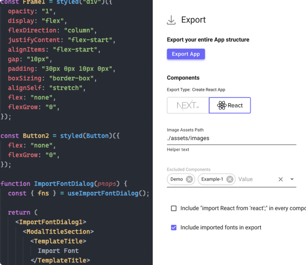 Quest clean React code export