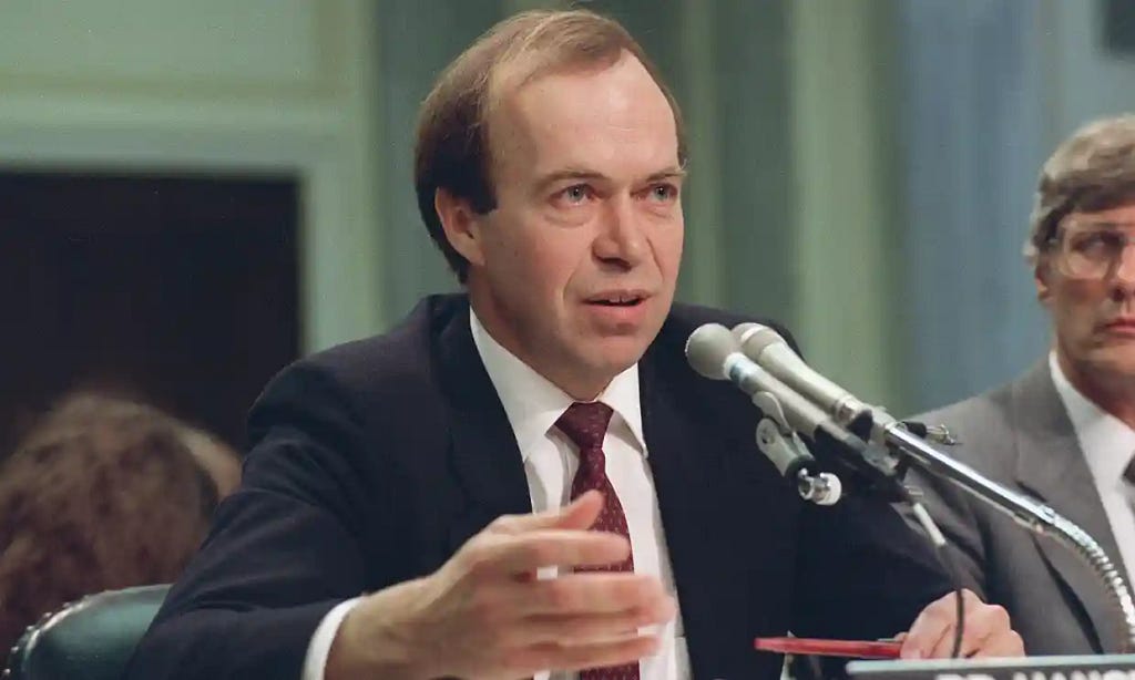 The Guardian. In this May 9, 1989 file photo, Dr. James Hansen, director of NASA’s Goddard Institute for Space Studies in New York, testifies before a Senate Transportation subcommittee on Capitol Hill in Washington, D.C., a year after his history-making testimony telling the world that global warming was here and would get worse. Photograph: Dennis Cook/AP