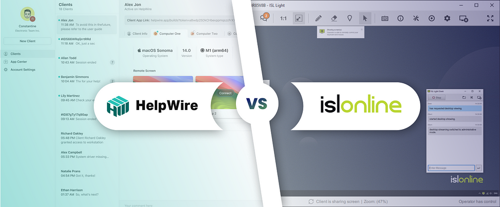 HelpWire vs. ISL Online