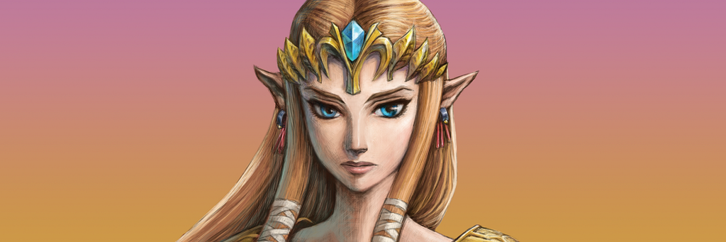 Un primo piano della principessa Zelda, tratta dalla serie di videogiochi The Legend of Zelda.
