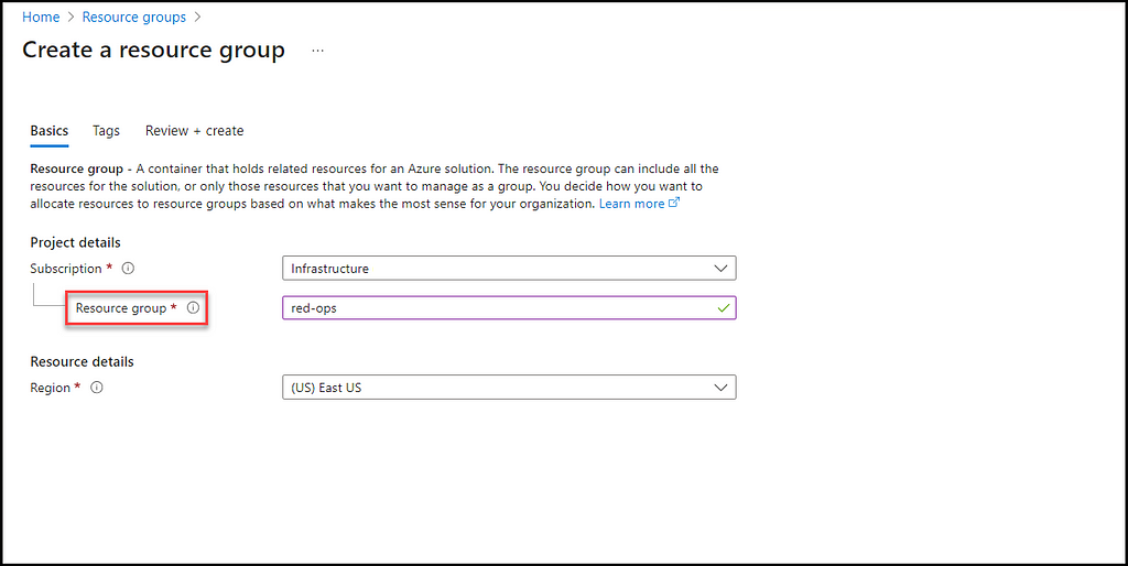 Figure 06 — shows creating a new resource group. r3d-buck3t, Azure Resource Groups