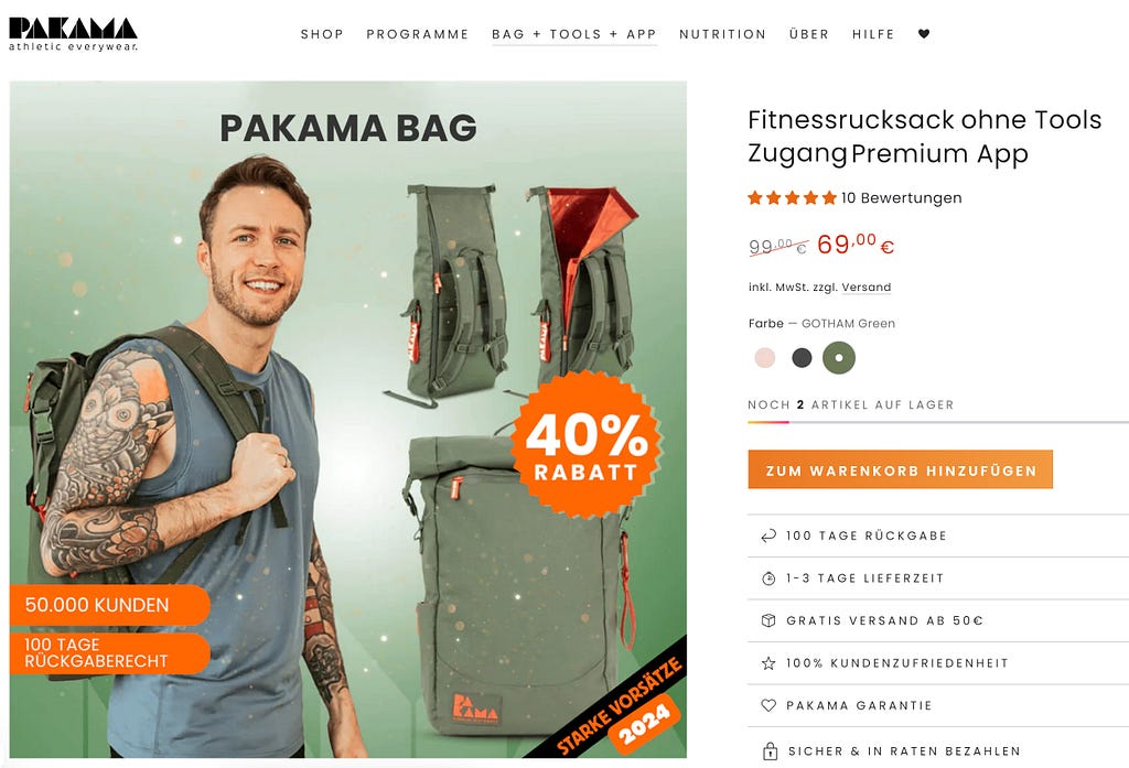 Pakama Fitness Rucksack