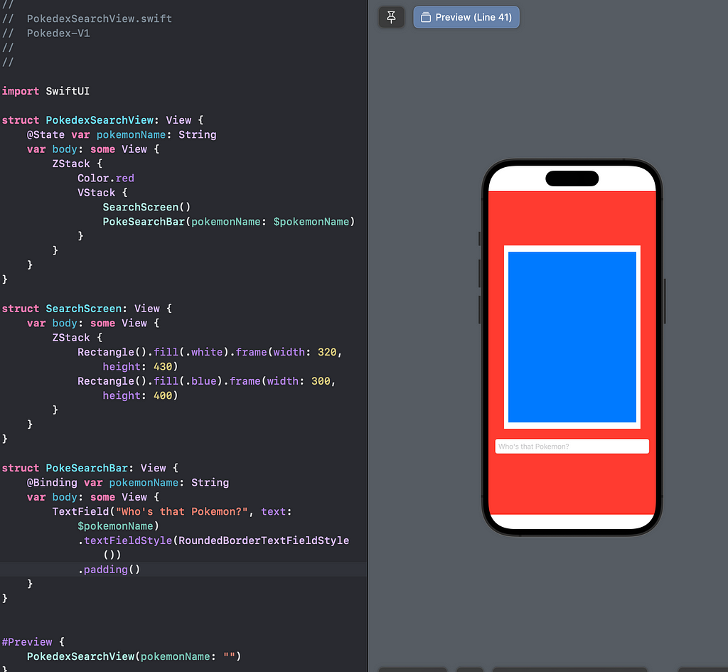 Pokedex with a search bar in Xcode