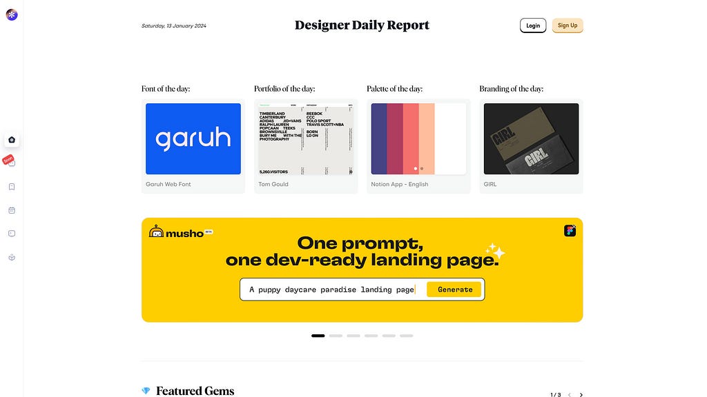 Homepage of “Designer Daily Report” Chrome extension