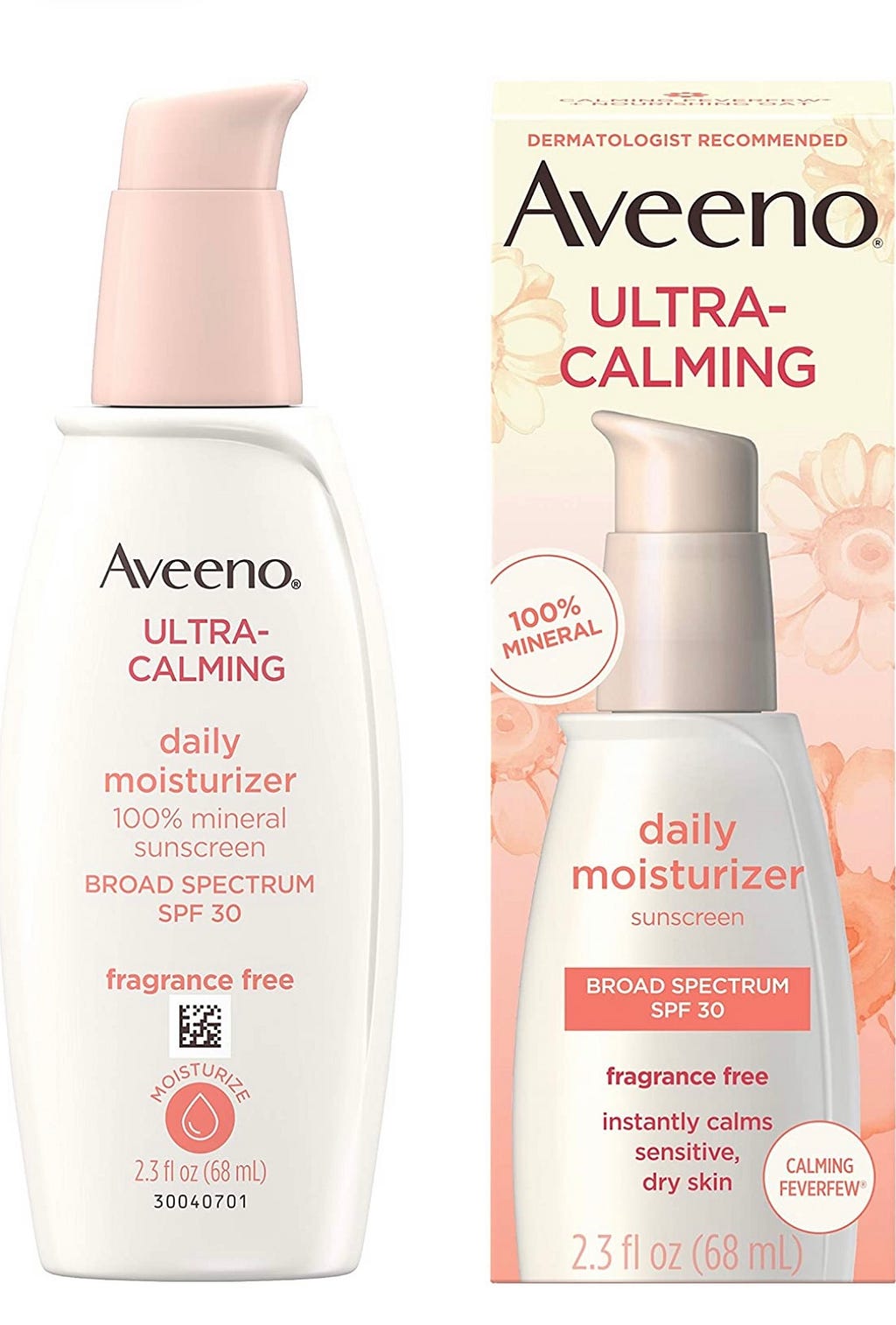 Aveeno Ultra-Calming daily moisturizer 100% mineral sunscreen Broad Spectrum SPF 30