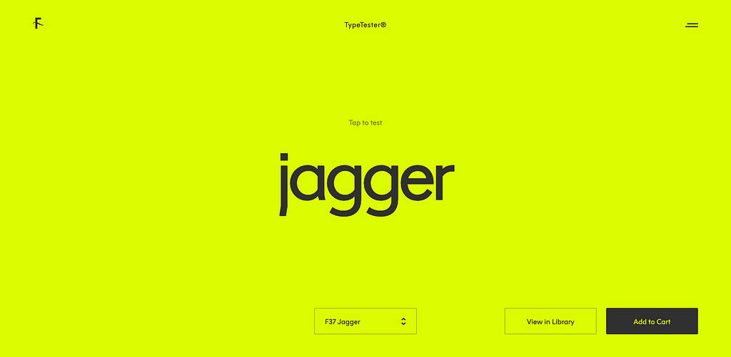 Neon colors used elegantly on a web page. Showcasing F37 Foundry’s web page for its F37 Jagger font.