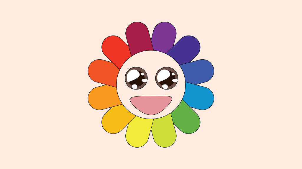 A cute flower color wheel with anime eyes!