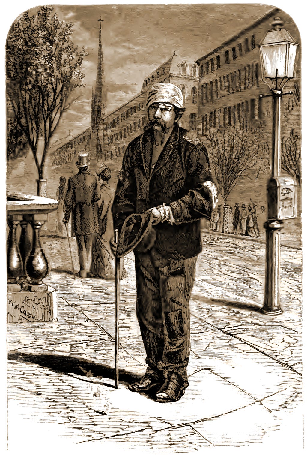 Arthur Pember as the Amateur Vagabond, adapted from Mysteries and Miseries, 1874