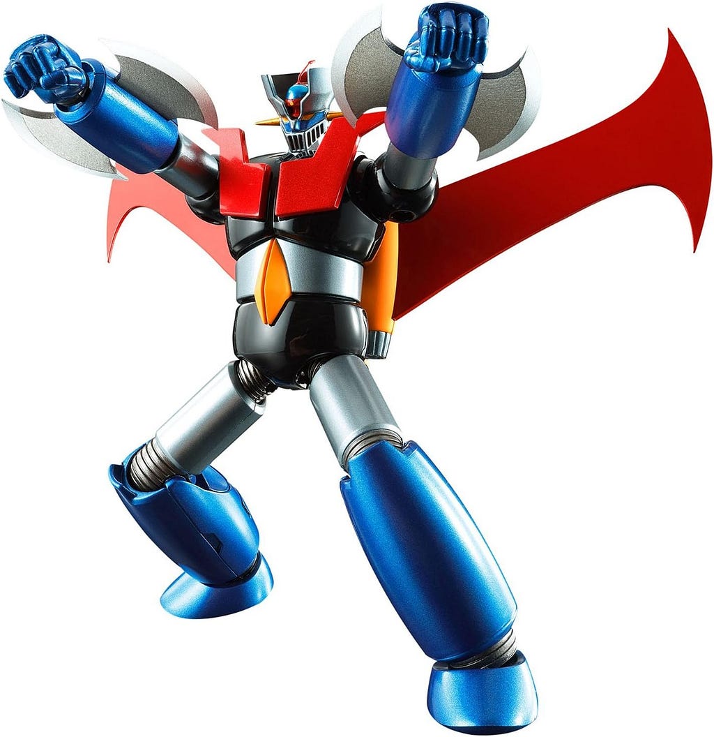 Full image of Mazinger Z ‘Iron Cutter’ edition action figure posed in a fighting stance with fists raised high.