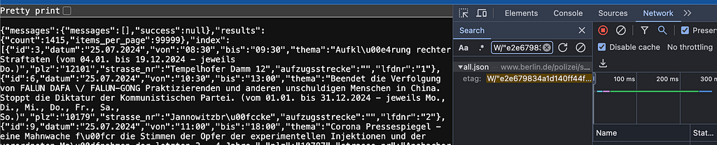 Sreenshot Code Inspector Versammlungbehörde