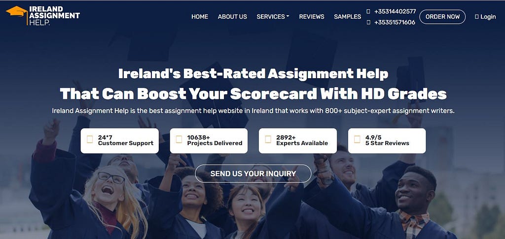 Ireland Assignment Help Website Snapshot
