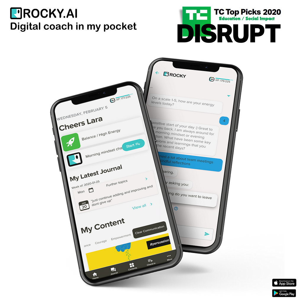 Rocky.ai a TC Top Pick for Disrupt 2020 Social Impact and Education the personal development and self improvement app