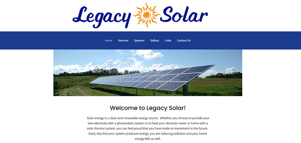 Legacy Solar home page