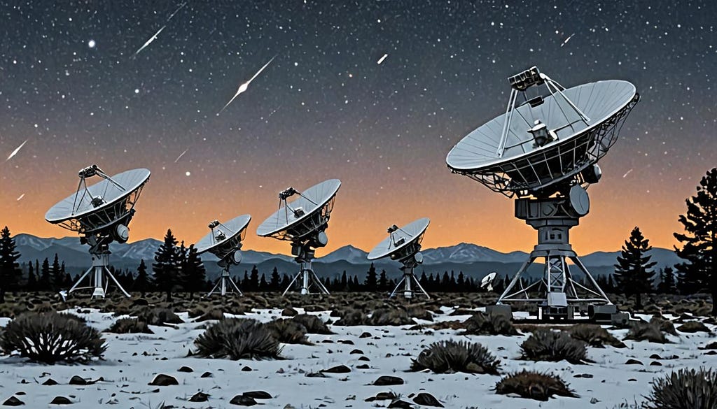 Radio telescopes in desert