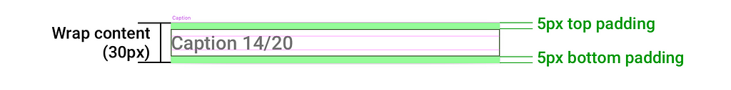 Example 12. “Caption” component aligned to 10px baseline grid.